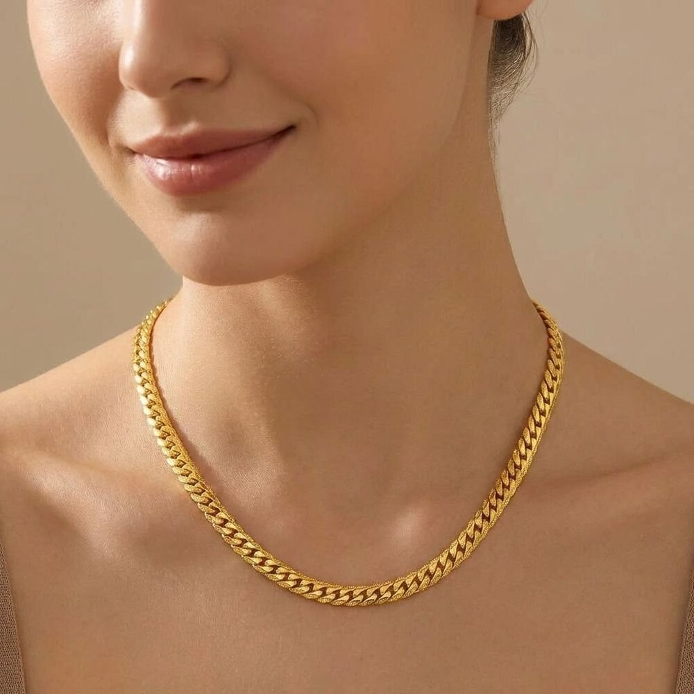 18K Cuban Link Chain Necklace 5mm 20" Gold Chain